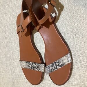 Cole Haan Signature Women's Tan Leather Snake Print Sandals Slides Size 9.5B